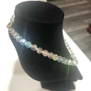 Vintage SAL Swarovski Icy Aurora Borealis Beaded iridescent Signed SAL